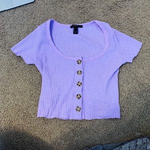 Purple button up crop top